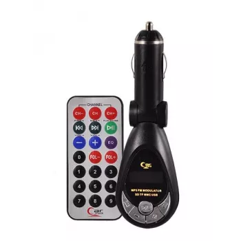 FM-Transmitter CMP05 mit Fernbedienung, USB-Steckplatz, MicroUSB, SD/TF-Kartensteckplatz, 87,5-108 MHz, 12V/24V, Schwarz