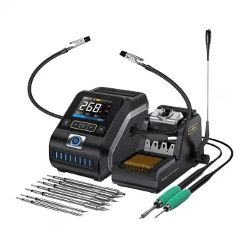 FNIRSI DWS-200F 200W Lötstation mit 2,4 inch IPS-Bildschirm, PID-Regelung, C245/C210 Spitzen