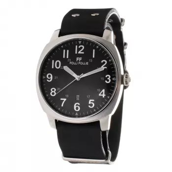 Folli Follie Donatella Herrenuhr WT14T0015DG 40mm Edelstahlgehäuse Schwarzes Lederarmband Quarz Analog