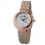 FOLLI FOLLIE Donatella Damen-Quarzuhr WF13B032SPI 35mm Edelstahlgehäuse Weißes Zifferblatt Rosafarbenes Lederarmband
