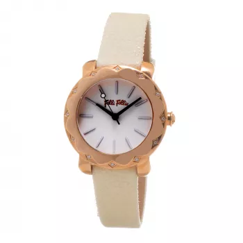 FOLLI FOLLIE Donatella Damen-Quarzuhr WF14B002SPS 35mm Roségold Edelstahl Pink Leder
