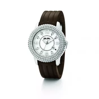 Folli Follie Donatella Damen-Quarzuhr WF5T003ZTW 30mm Roségold Edelstahl Weißes Leder