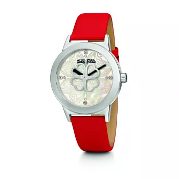 FOLLI FOLLIE Donatella Damenuhr WF13T040SPWR 32mm Roségold Edelstahl Weißes Leder