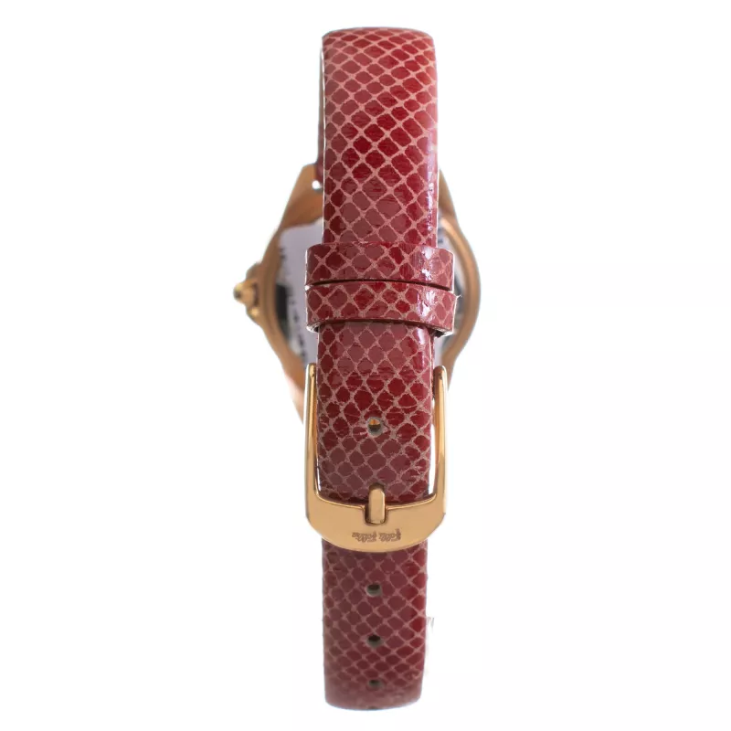 FOLLI FOLLIE Heart4Heart Damenuhr Quarz WF1B006STSR 33mm Roségold Edelstahlgehäuse Weißes Zifferblatt Rotes Lederarmband