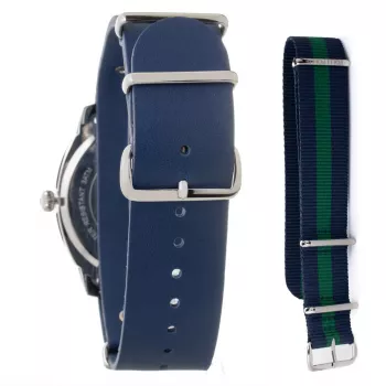 Folli Follie Herrenuhr WT14T0015DV 40mm Edelstahl Quarz Analog Schwarzes Zifferblatt Lederarmband