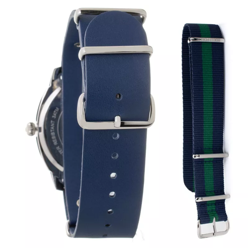 Folli Follie Herrenuhr WT14T0015DV 40mm Edelstahl Quarz Analog Schwarzes Zifferblatt Lederarmband