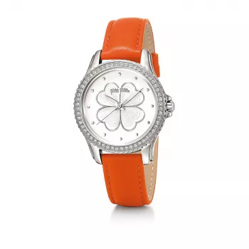 Folli Follie Santorini Flower Damen Quarzuhr WF15A031SPW 35mm weißes Lederarmband