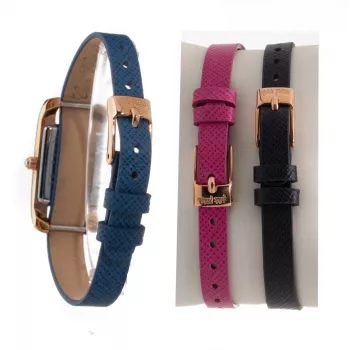 Folli Follie WF13B064SPWA Damen Quarz Analoguhr - Weißes Lederarmband, 34mm Roségold-Gehäuse