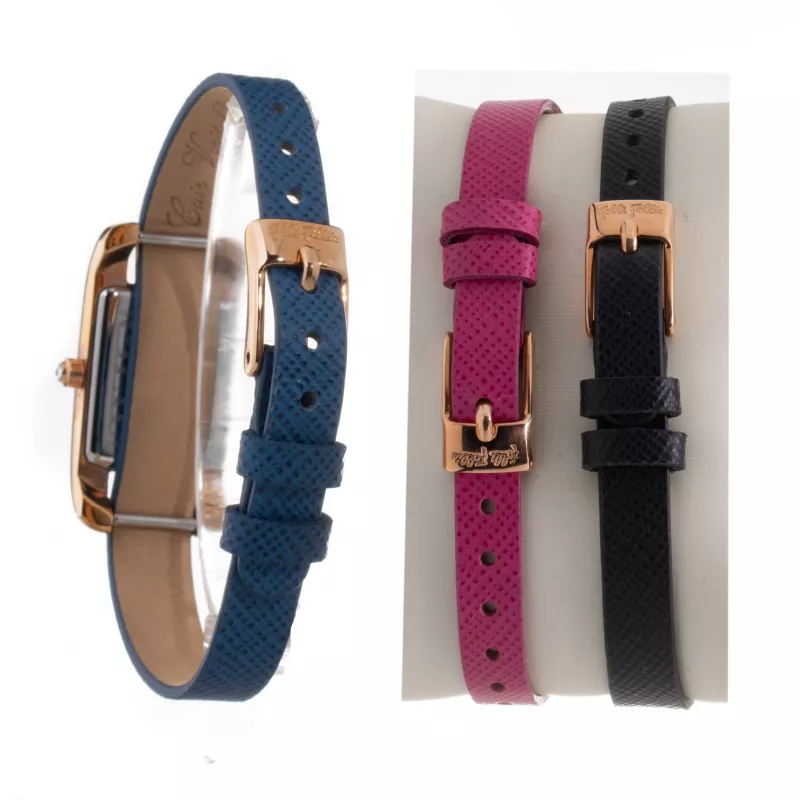 Folli Follie WF13B064SPWA Damen Quarz Analoguhr - Weißes Lederarmband, 34mm Roségold-Gehäuse