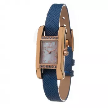 Folli Follie WF13B064SPWA Damen Quarz Analoguhr - Weißes Lederarmband, 34mm Roségold-Gehäuse