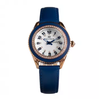 FOLLI FOLLIE Damenuhr WF1B032SSU 36mm Edelstahl Quarz Analog Weißes Zifferblatt Silbernes Armband