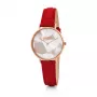 FOLLI FOLLIE Damen Quarz Analog Uhr WF19R016SSWRE 32mm Edelstahlgehäuse Weißes Zifferblatt Rotes Lederarmband