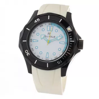 Folli Follie Damen Quarz Analoguhr WT13P001ZPW 45mm Edelstahl Weiß Leder