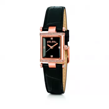 Folli Follie Damen Quarz Analog Armbanduhr WF13B037SSK - Edelstahl & Keramik, schwarzes Zifferblatt, 22 mm