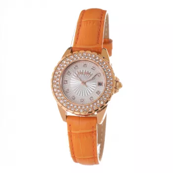 FOLLI FOLLIE Damenuhr WF13B071STN 30mm Roségold Edelstahl & beiges Leder