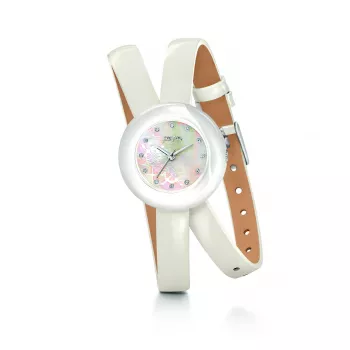 FOLLI FOLLIE Damenuhr WF13F030SSW 28mm Edelstahl Quarz Analog Weißes Zifferblatt Silbernes Armband