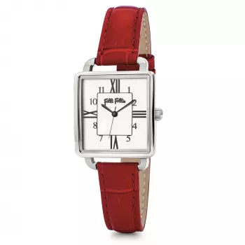 FOLLI FOLLIE Damenuhr WF19T005SPW 32mm Edelstahl Quarz Analog Weißes Zifferblatt Silbernes Mesh