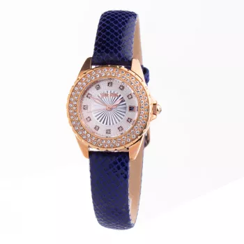 Folli Follie Damenuhr WF1B006STA 36mm Edelstahl Quarz Analog Silbernes Zifferblatt Schwarzes Lederarmband
