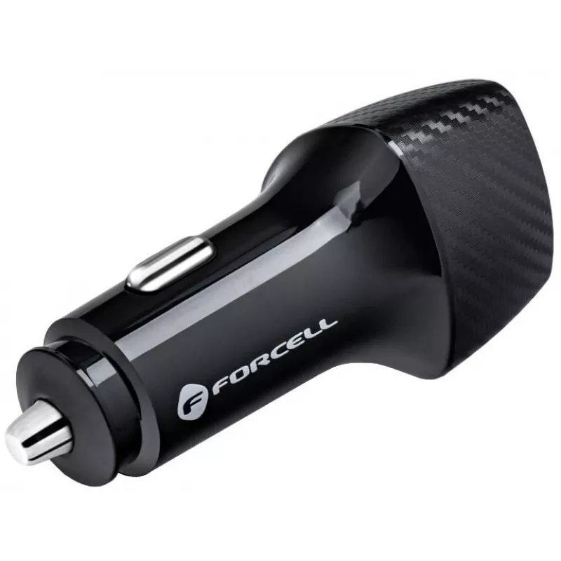 Forcell Carbon CC50-1A1C 38W Auto-Ladegerät USB-C PD 3.0 + USB-A QC 3.0 Schwarz
