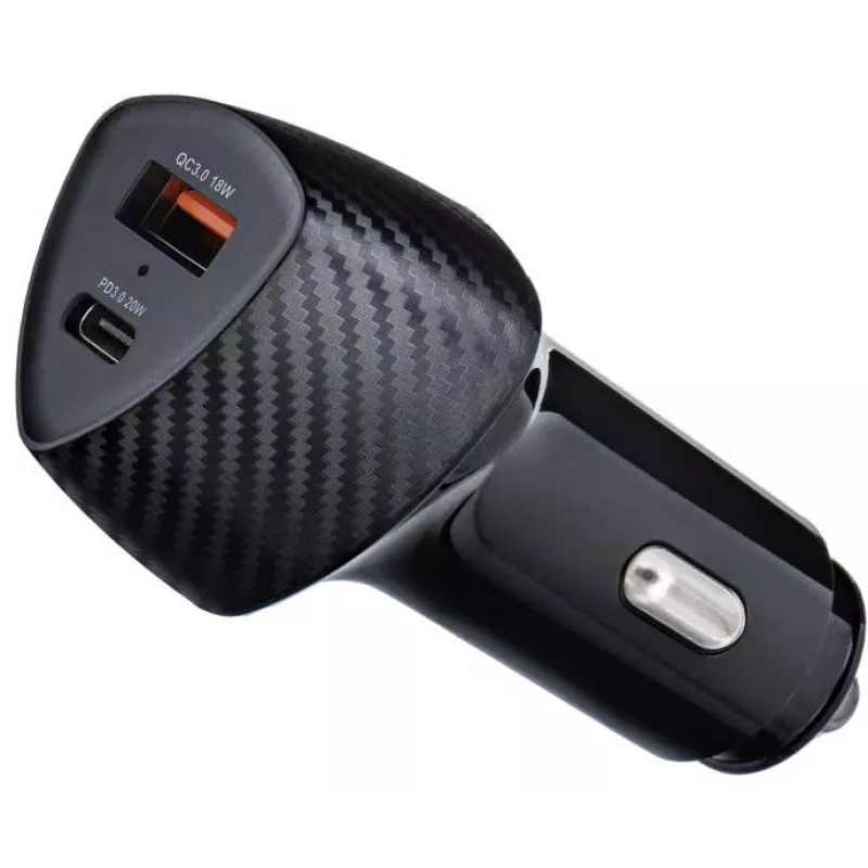 Forcell Carbon CC50-1A1C 38W Auto-Ladegerät USB-C PD 3.0 + USB-A QC 3.0 Schwarz
