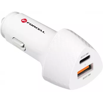 Forcell Carbon CC50-1A1C 38W USB-C PD + USB-A QC 3.0 Auto-Ladegerät - Weiß