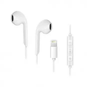 Forcell F-Audio HR-ME25 Lightning In-Ear-Kopfhörer mit Mikrofon und Fernbedienung, Weiß