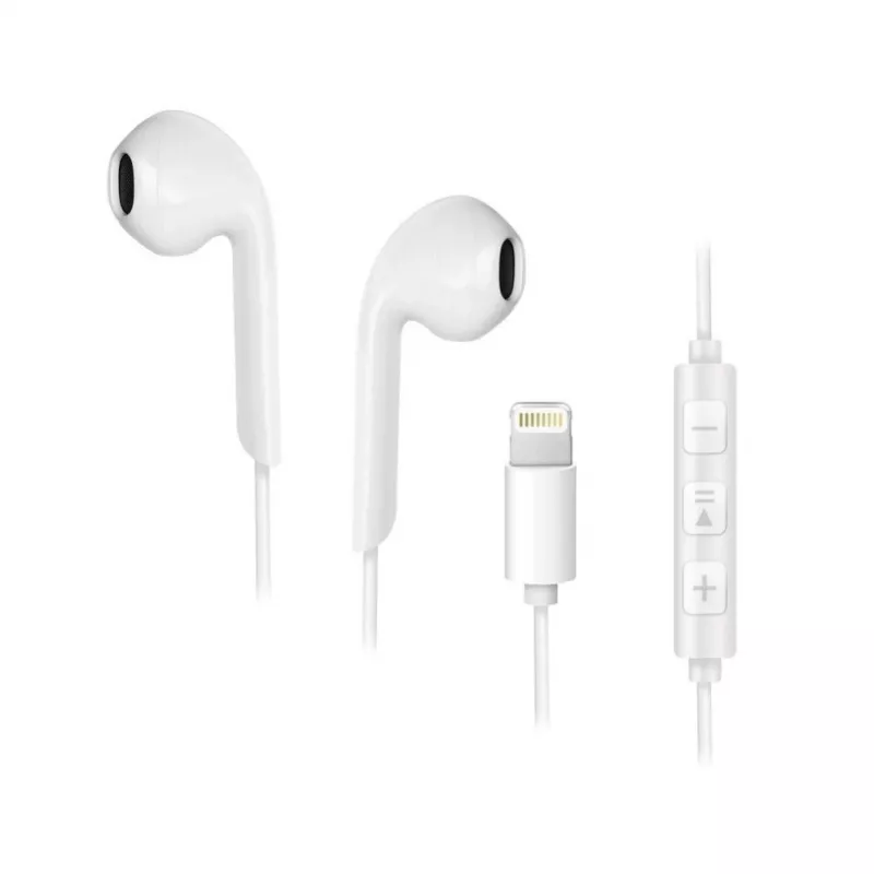 Forcell F-Audio HR-ME25 Lightning In-Ear-Kopfhörer mit Mikrofon und Fernbedienung, Weiß