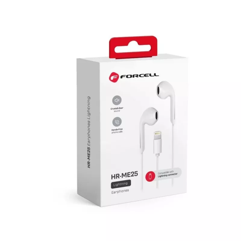 Forcell F-Audio HR-ME25 Lightning In-Ear-Kopfhörer mit Mikrofon und Fernbedienung, Weiß