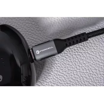 Forcell F-Energy Cafule USB-C auf USB-C Kabel 0,5 m 240 W 5A PD QC 4.0 Geflochten Schwarz