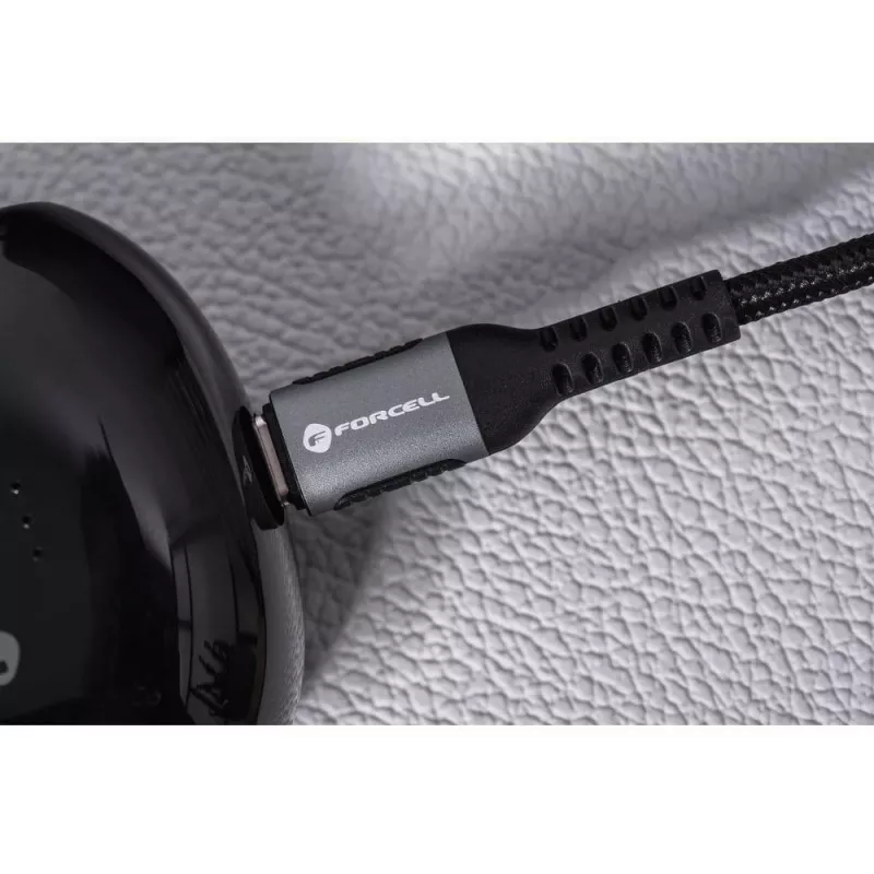 Forcell F-Energy Cafule USB-C auf USB-C Kabel 0,5 m 240 W 5A PD QC 4.0 Geflochten Schwarz