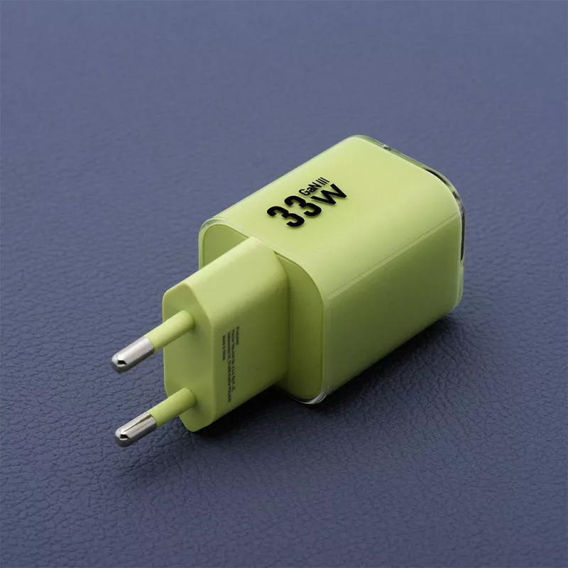 Forcell F-Energy GaN III VT-41 33 W GaN-Wandladegerät, 1x USB-C PD 3.0/PPS & 1x USB-A QC 4.0, Grün