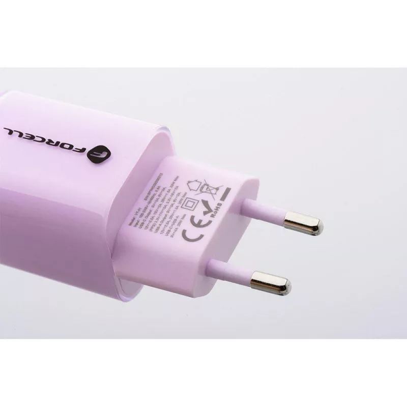Forcell F-Energy GaN III VT-41 33W 1x USB-C 1x USB-A PD 3.0 QC 4.0 Wandladegerät Lila