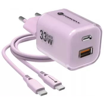 Forcell F-Energy GaN III VT-41 33W 1x USB-C 1x USB-A PD 3.0 QC 4.0 Wandladegerät Lila