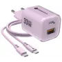 Forcell F-Energy GaN III VT-41 33W 1x USB-C 1x USB-A PD 3.0 QC 4.0 Wandladegerät Lila