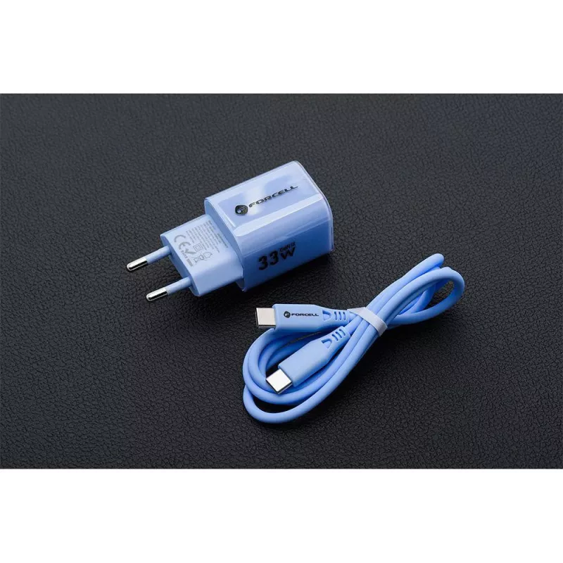 Forcell F-Energy GaN III VT-41 33W USB-C & USB-A Wandladegerät, PD 3.0, QC 4.0, Blau