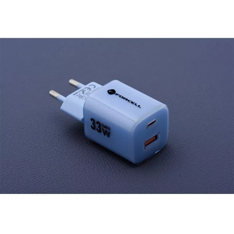 Forcell F-Energy GaN III VT-41 33W USB-C & USB-A Wandladegerät, PD 3.0, QC 4.0, Blau