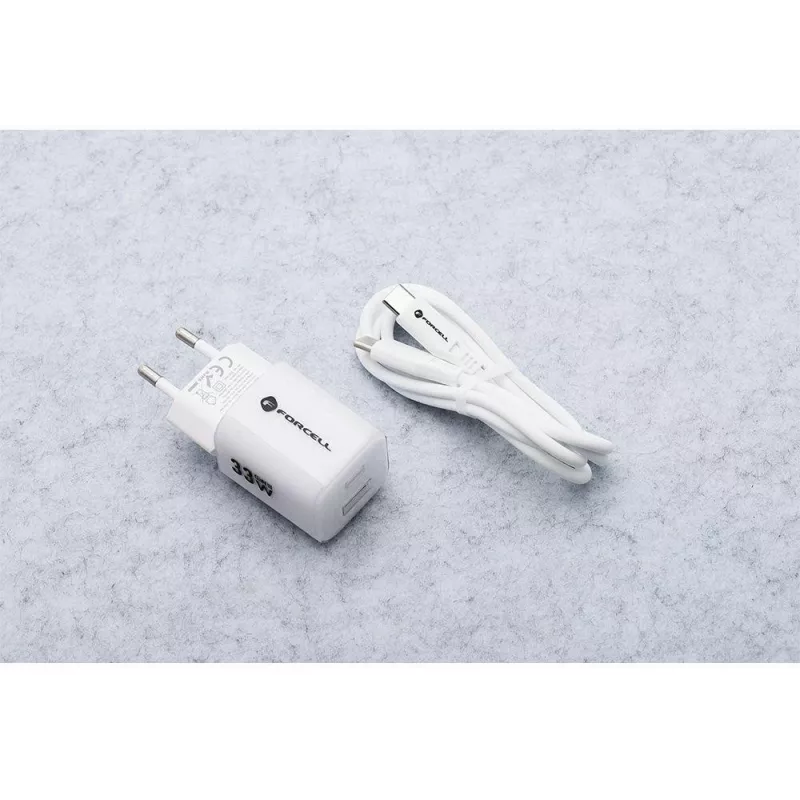Forcell VT-41 GaN III 33W Wandladegerät mit 1x USB-C PD 3.0 & 1x USB-A QC 4.0 (Weiß)