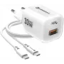 Forcell VT-41 GaN III 33W Wandladegerät mit 1x USB-C PD 3.0 & 1x USB-A QC 4.0 (Weiß)