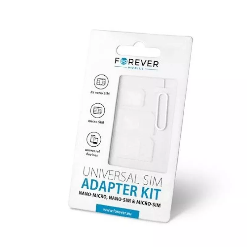 Forever Universal NANO SIM/Micro, Micro SIM to NANO/SIM (3in1) SIM-Karten-Adapter-Set mit Auswurfwerkzeug