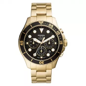 Fossil FS5727 Herren-Chronograph Quarzuhr 46mm schwarzes Zifferblatt schwarzes Leder