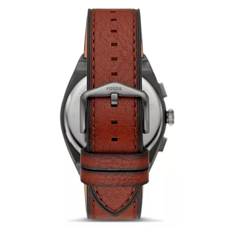 Fossil FS5799 Herren Minimalistische Quarzuhr 44mm Schwarzes Leder