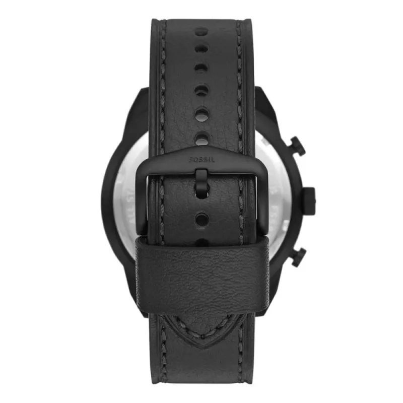 Fossil FS5874 Herrenuhr mit blauem Zifferblatt und braunem Lederarmband 42mm