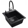 Franke SQS100+5543+DS+AF Simplex Spüle mit Mischbatterie und Seifenspender, Schwarz (Onyx)