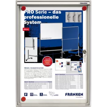 FRANKEN X-tra!Line abschließbares Innenbereich-Schwarzes Brett 1 x DIN A4, magnetische trocken abwischbare Oberfläche, silberner eloxierter Aluminiumrahmen (FSA1)