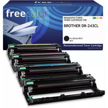 Freecolor Remanufactured Brother DR-243CL Trommel-Kit Schwarz Cyan Magenta Gelb 18000 Seiten