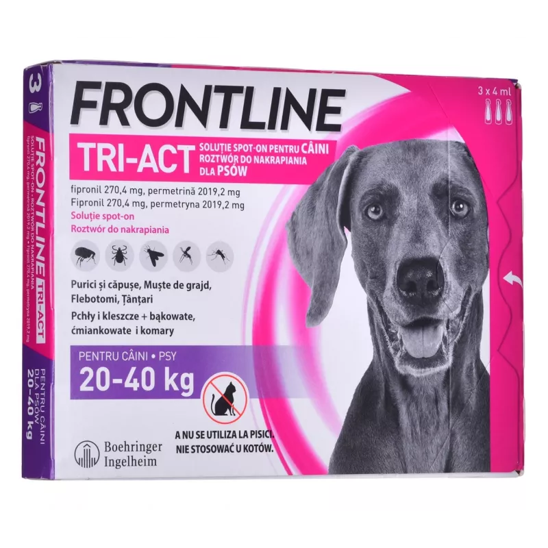 FRONTLINE Tri-act L 20-40 kg - Parasitentropfen für Hunde - 3 x 4 ml