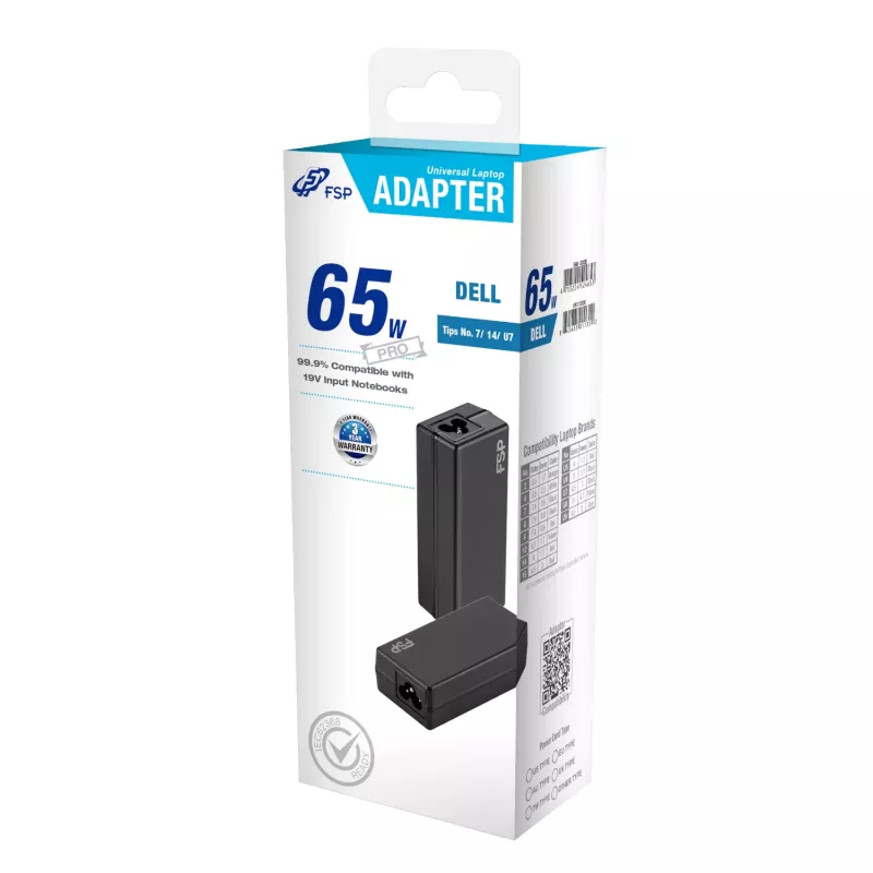 FSP PRO 65W Universal-Laptop-Adapter – Dell