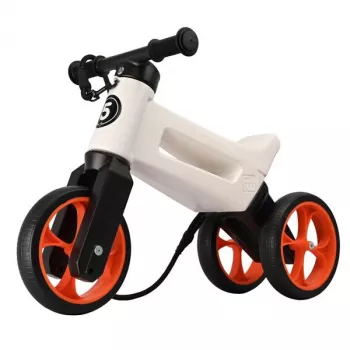 FUNNY WHEELS Rider Super 2-in-1 Umbaubares Laufrad und Dreirad, Weiß/Orange