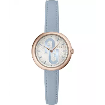 FURLA Giada Damen Quarz Analog Uhr 32mm Silbernes Zifferblatt Pinkes Lederarmband WW00005005L3