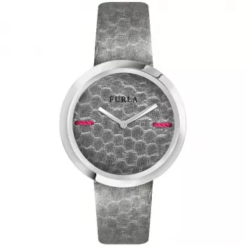 FURLA Giada Damen-Quarzuhr R4251110501 34mm Silbernes Zifferblatt Rosa Lederarmband